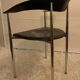 Set of 6 vintage arper chrome leather chairs