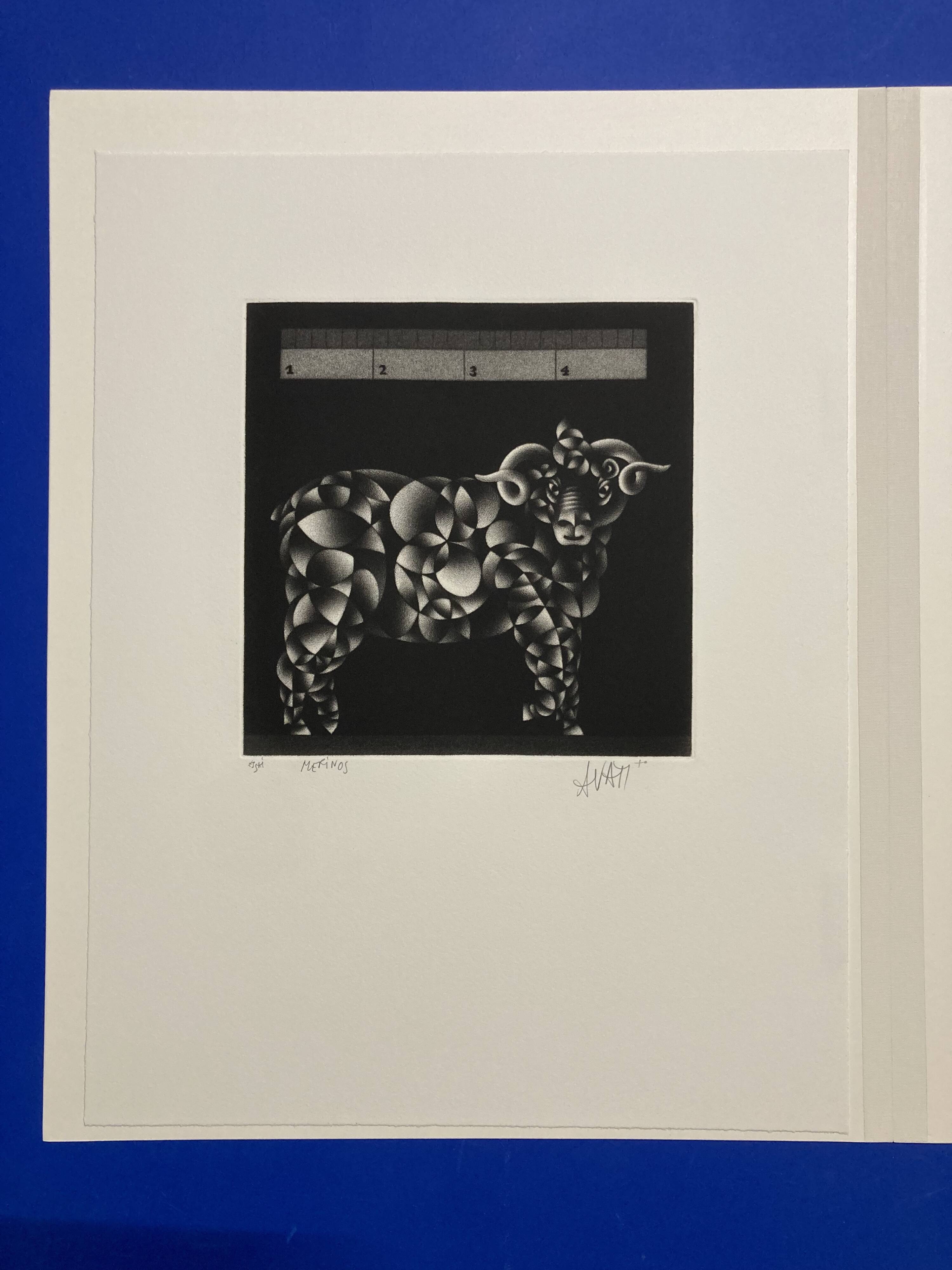 Mario avati (1921-2009), merinos, black manner, 1970