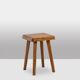 Pierre Chapo. Pair of stools in natural blond elm. 1970s.