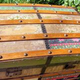 Wooden trunk vintage patchwork decor