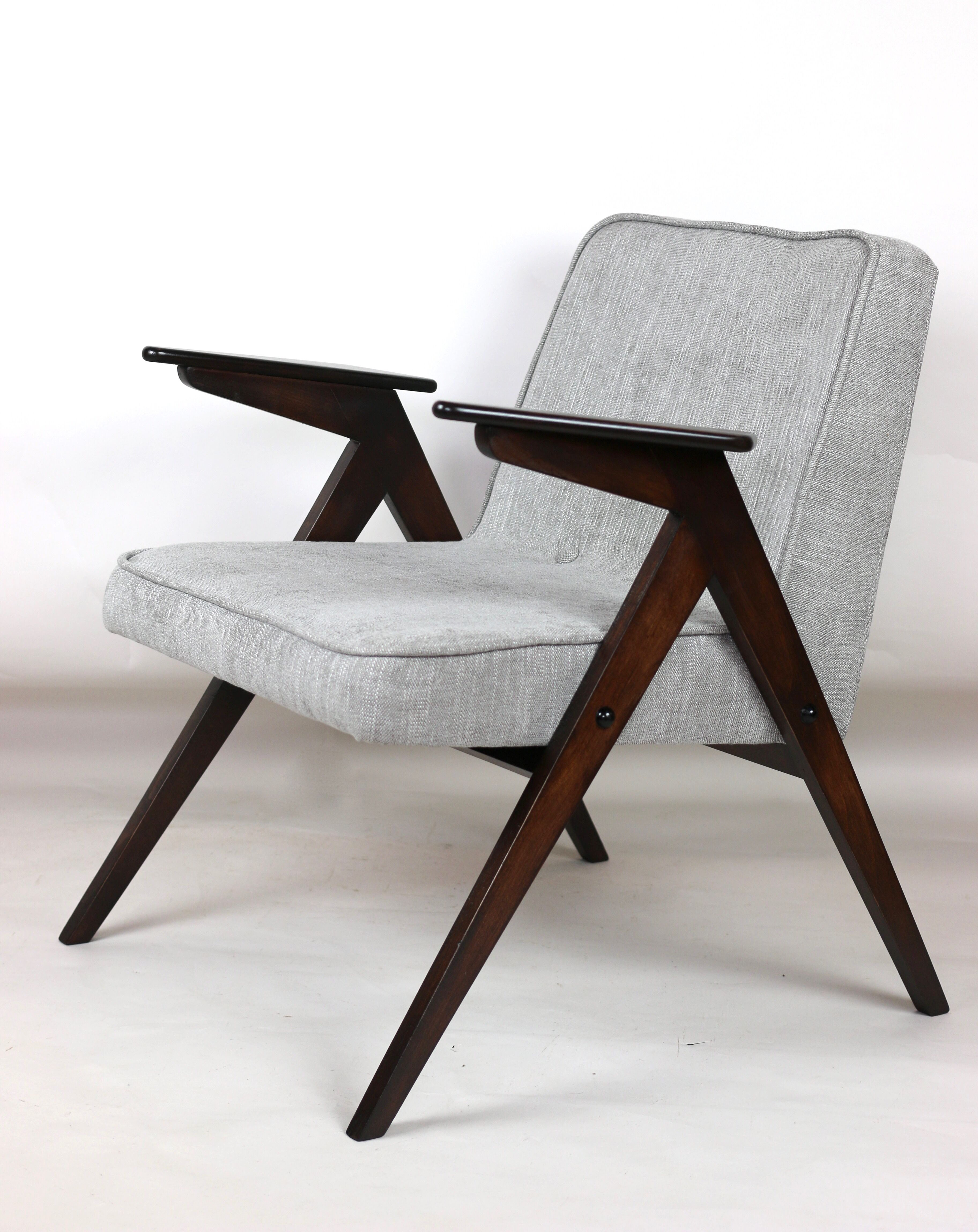 Light grey silver Bunny armchair by Józef Chierowski, 1970s