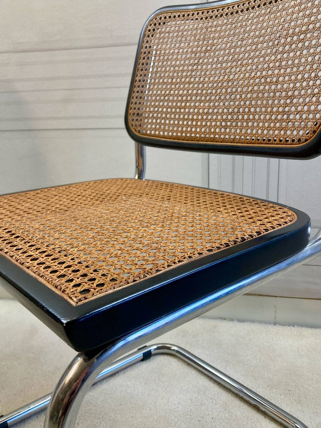 Pair of vintage B32 chairs – caning and chrome