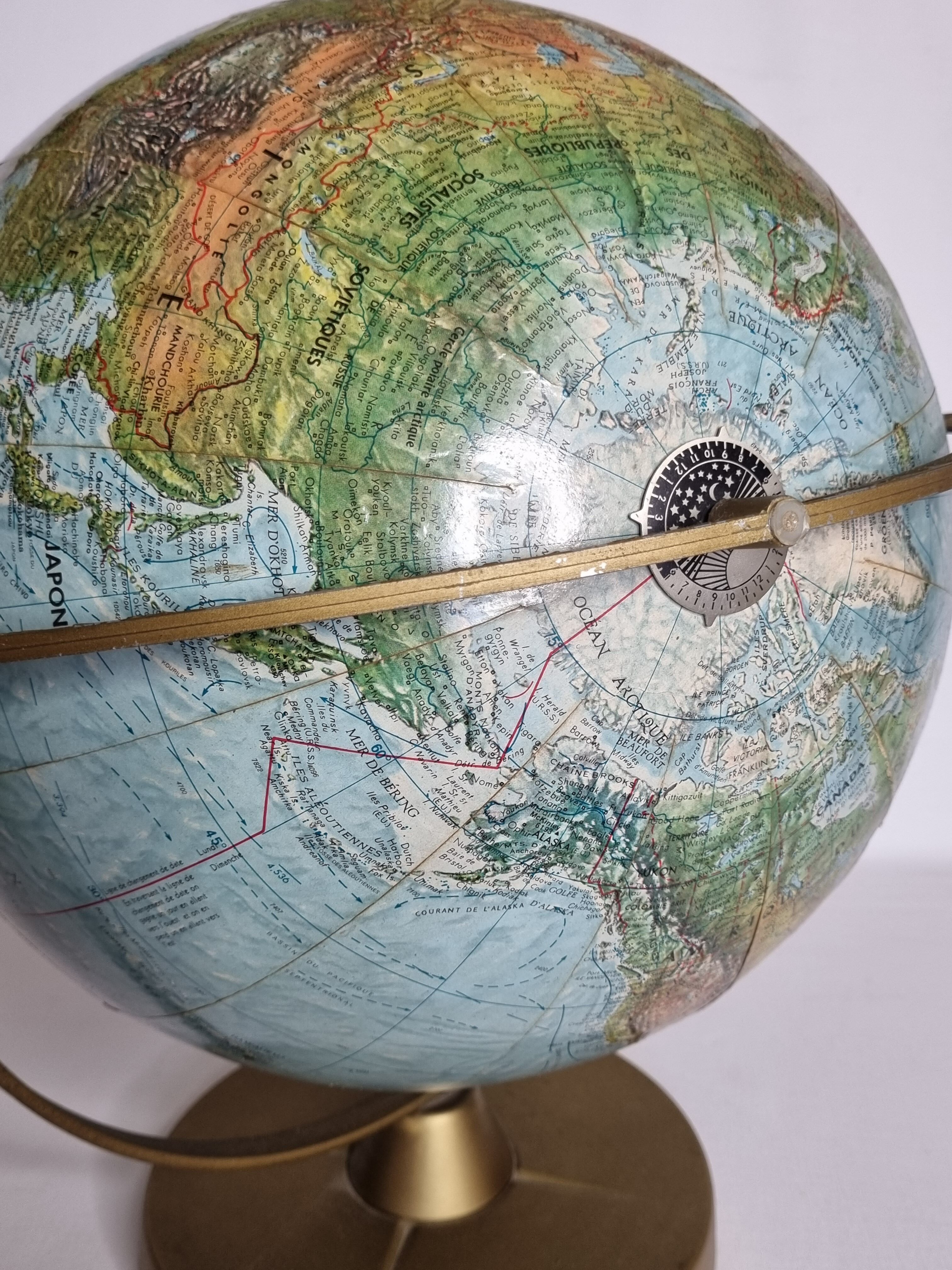 Globe in relief, Scan-Globe Denmark, gyroscope, 30 cm