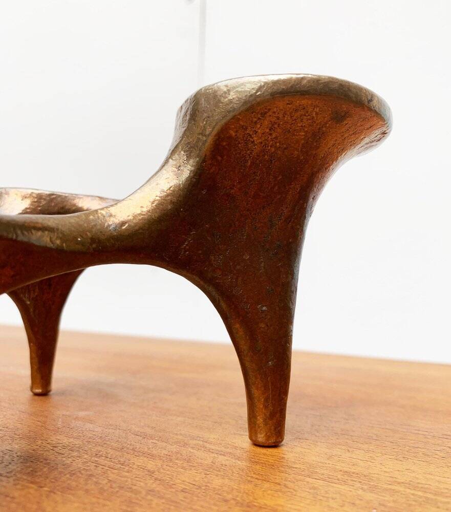 Vintage German brutalist metal candlestick by Harjes.