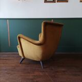 1950 mustard velvet armchair