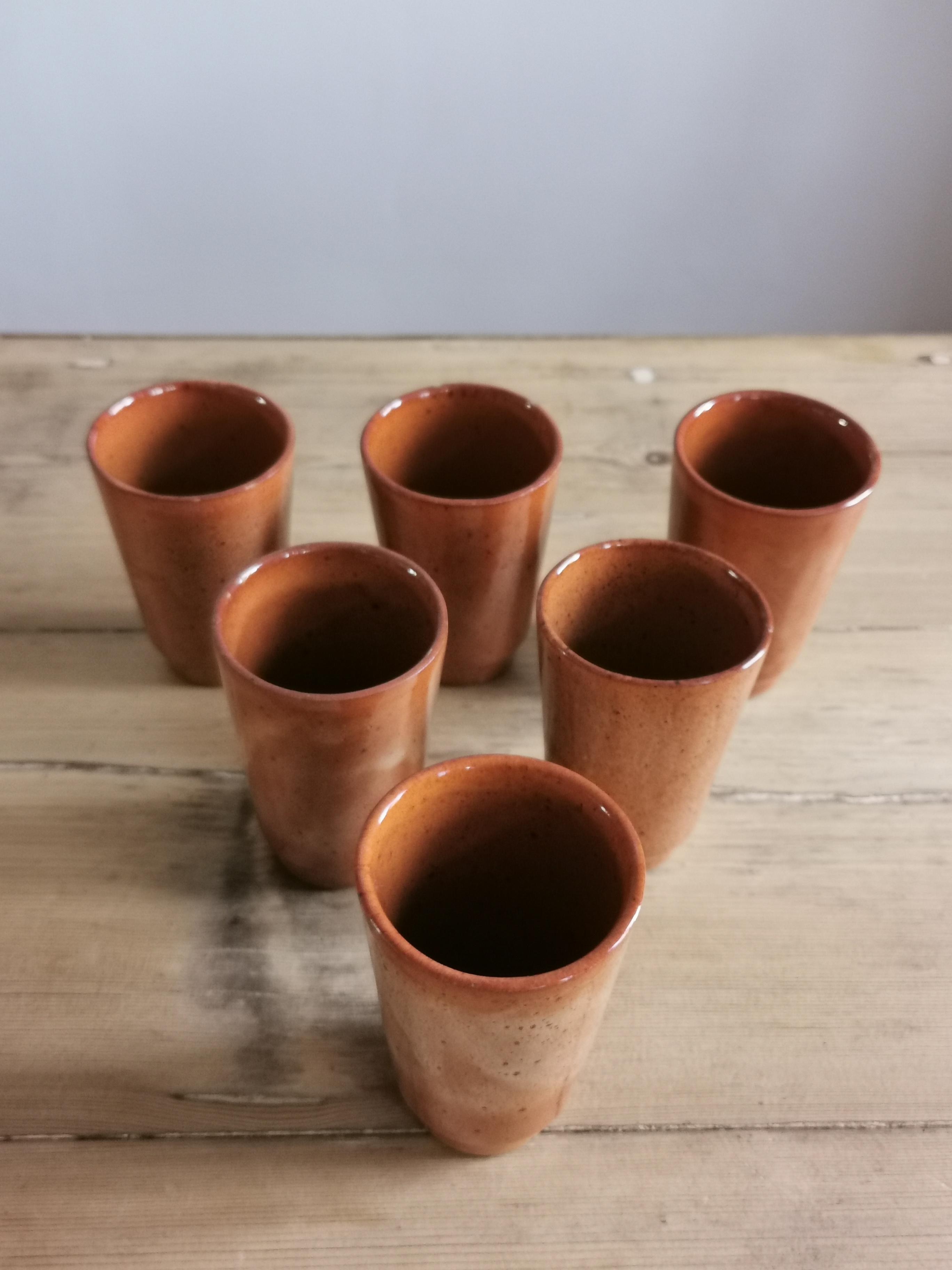Set of 6 sandstone cups