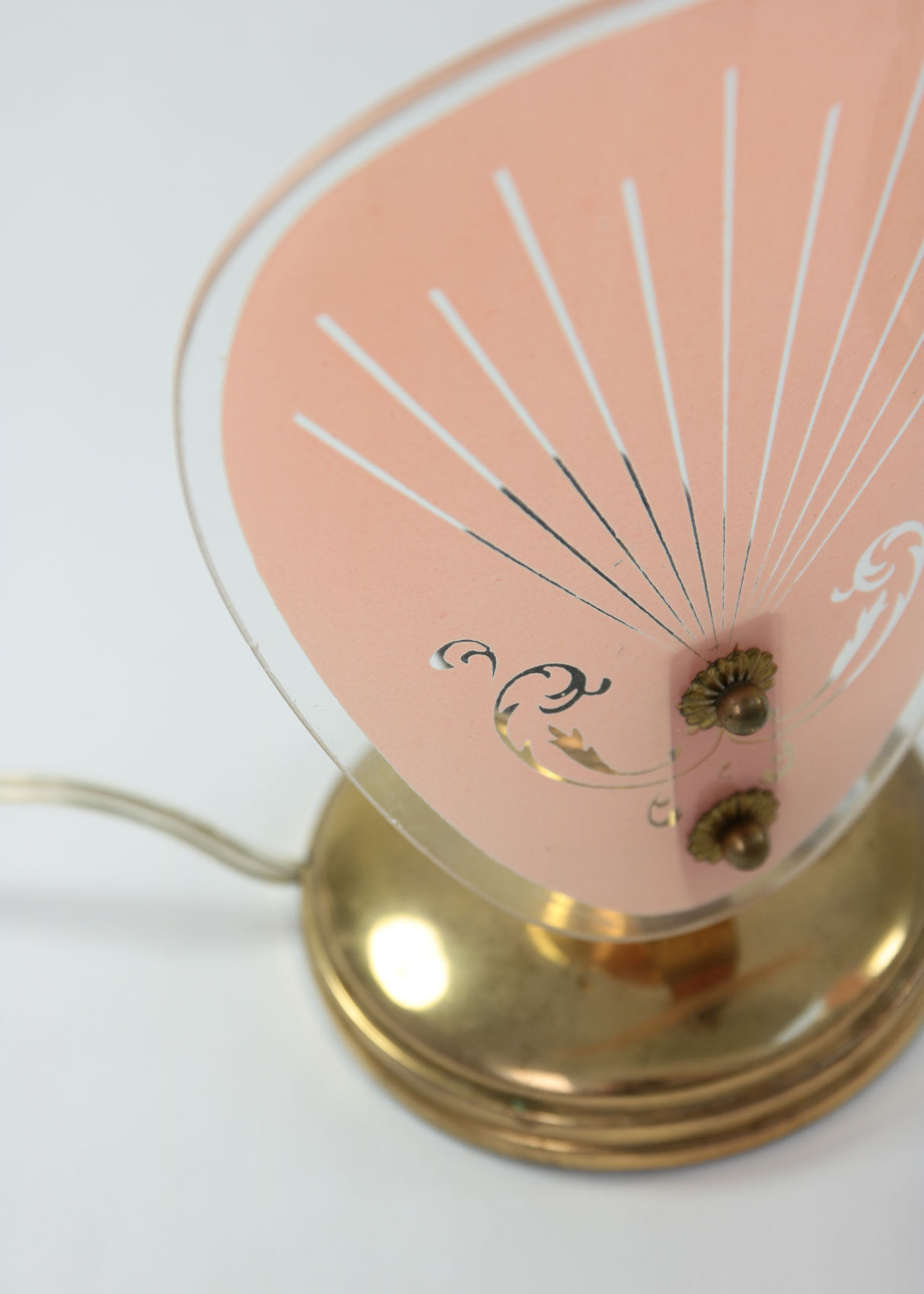 Set of 2 mid-century pink glass table lamps, 1950s