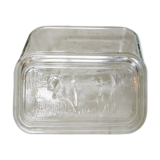 Glass butter dish with cow for decoration