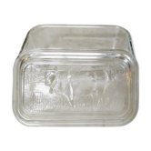 Glass butter dish with cow for decoration