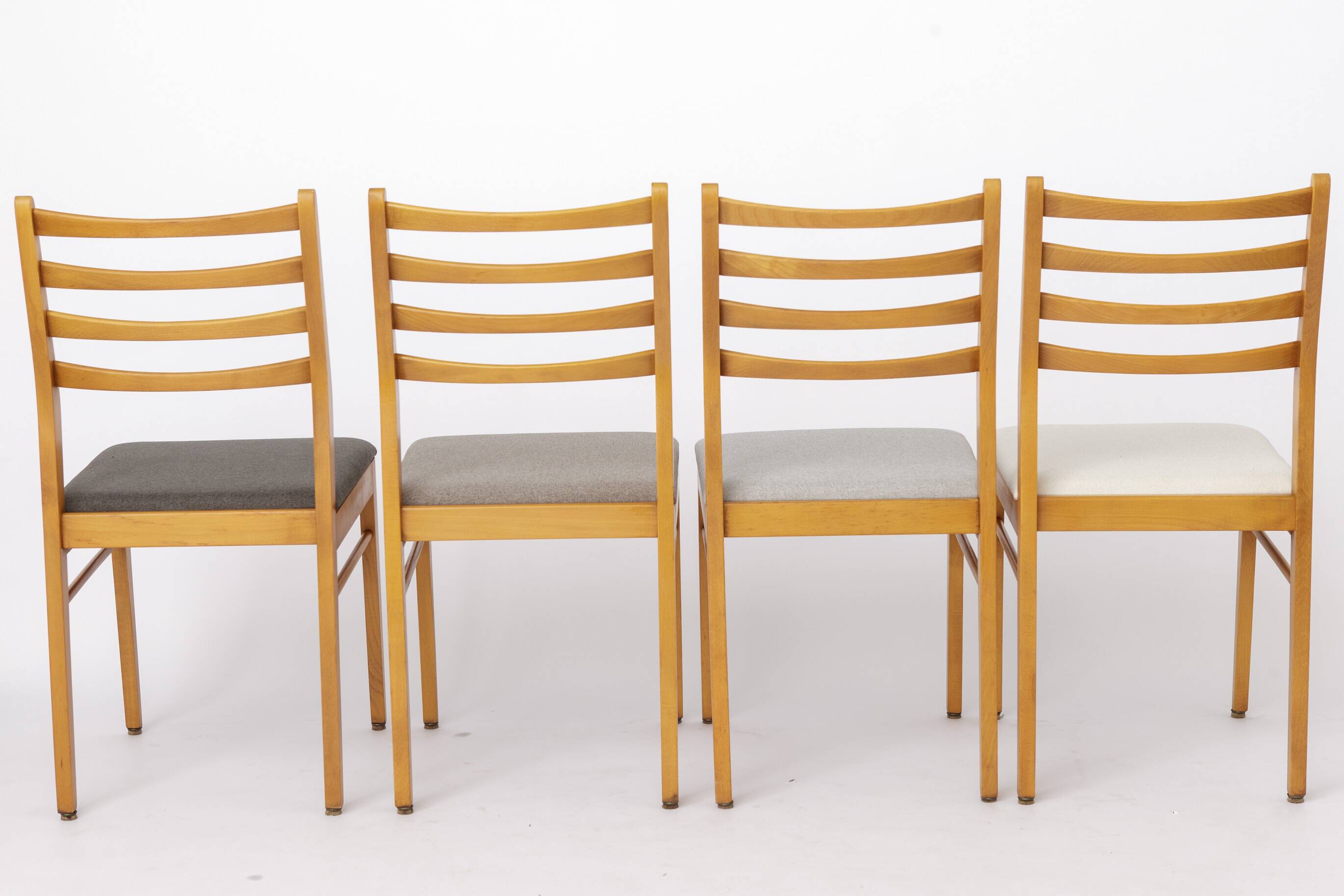 Set of 4 Vintage German Beech Dining Chairs | Newly Upholstered | 1970s