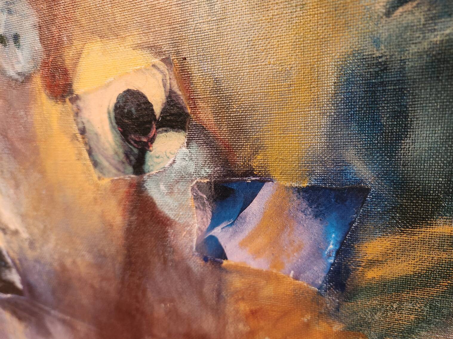 Abstract painting Mixed technique oil on canvas and collage Apocalypse