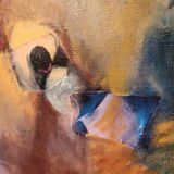 Abstract painting Mixed technique oil on canvas and collage Apocalypse