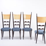 Set of four Italian Mid-Century Modern High Back dining chairs by Aldo Tura