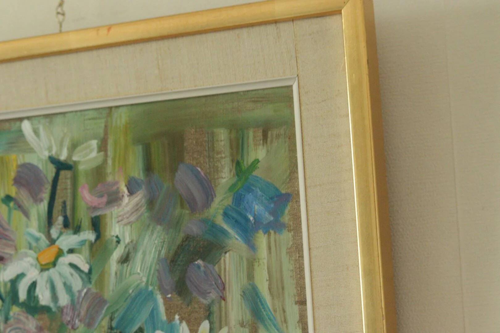 Huile sur toile vintage originale – « Fleurs des prés »