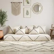 Moroccan floor sofa set in white wool