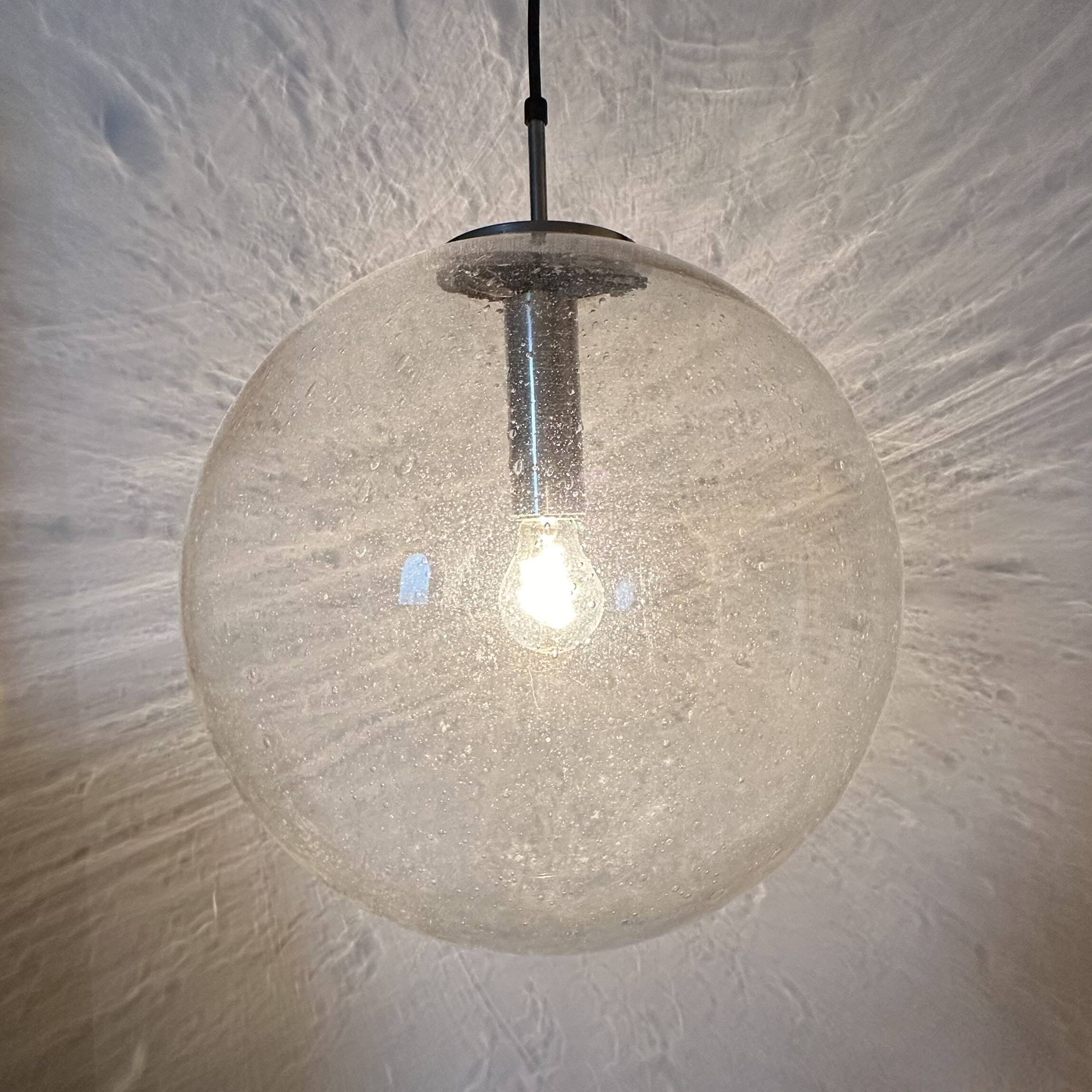 Large Limburg Glashütte hanging lamp globe 1970s Germany