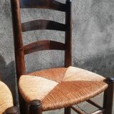 Pair of brutalist wood mulched chairs