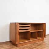 Mid-century danish teak sideboard with tambour doors from dyrlund, 1960s.
