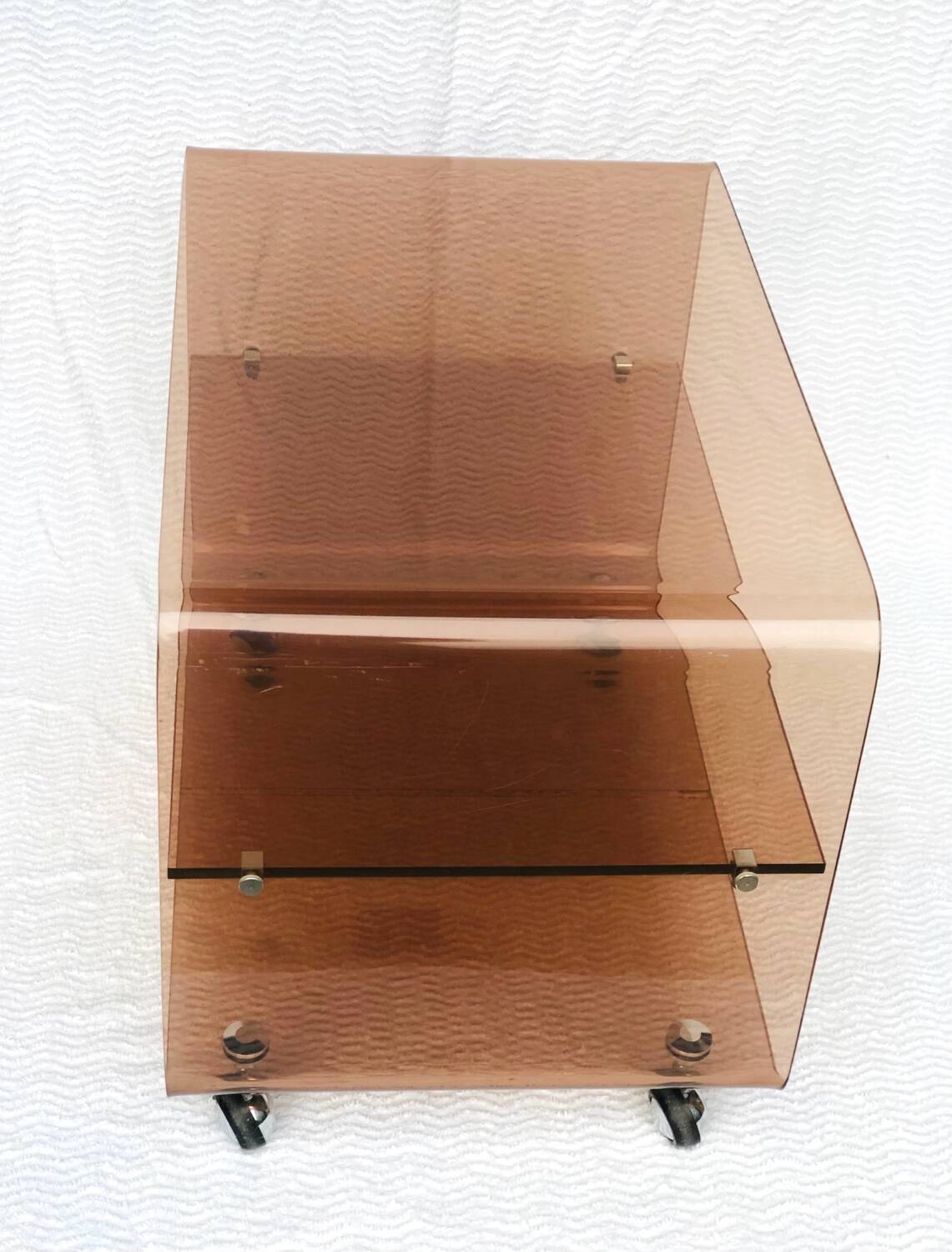 Vintage 1970 plexiglass trolley on wheels Michel Dumas