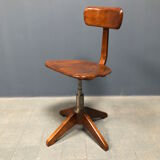 Brown beech wooden Albert Stoll atelier or desk chair from the 1920s