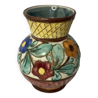 Vintage small earthenware vase Monaco circa 1960