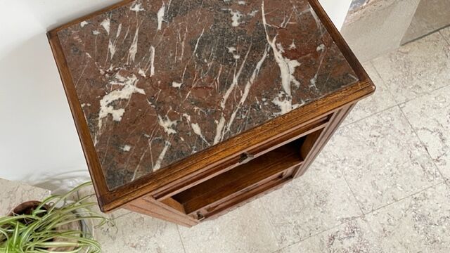 Bedside in oak and marble top