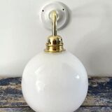 White opaline globe wall lamp