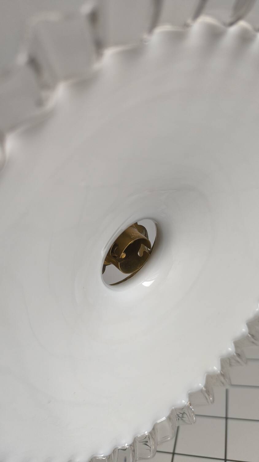 Opaline glass and brass wall light