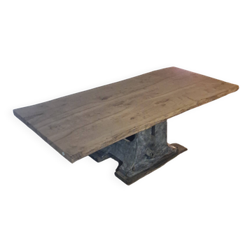 Table made of solid elm and industrial machinery.