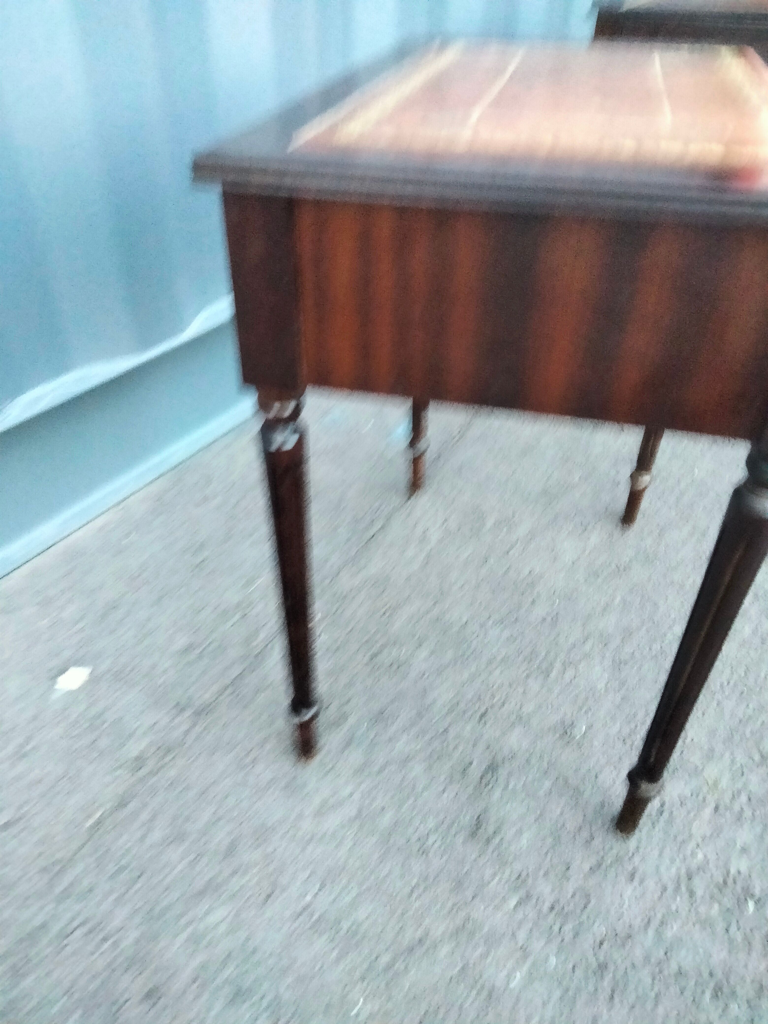 Pair of bedside tables side tables old leather top style louis xvi