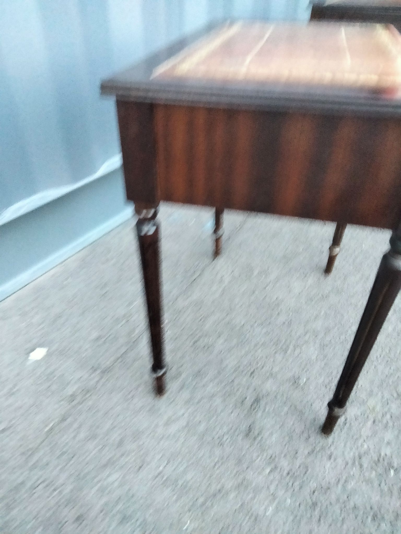 Pair of bedside tables side tables old leather top style louis xvi