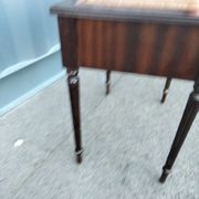 Pair of bedside tables side tables old leather top style louis xvi