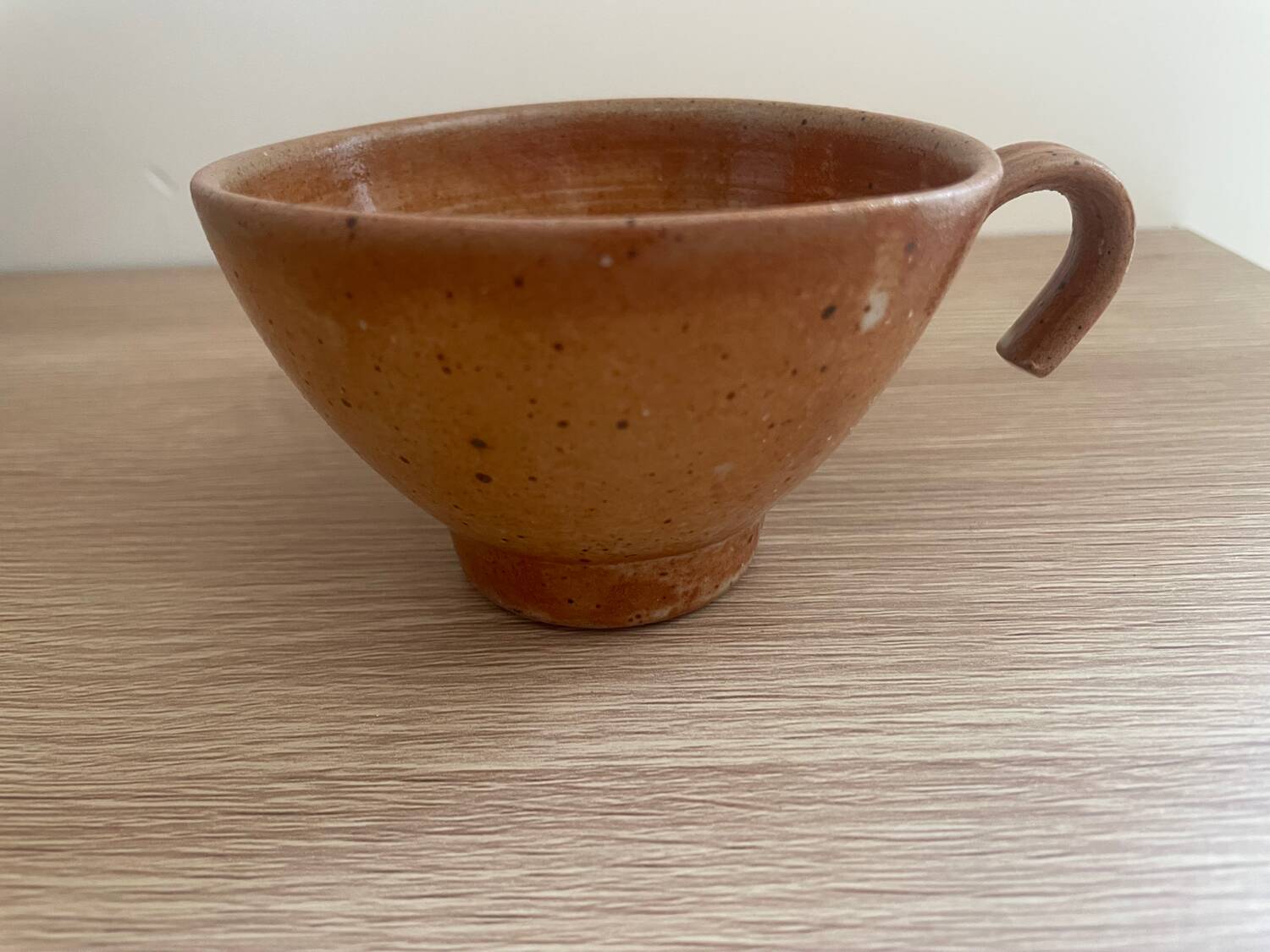 Set of 6 vintage handmade glazed stoneware mugs