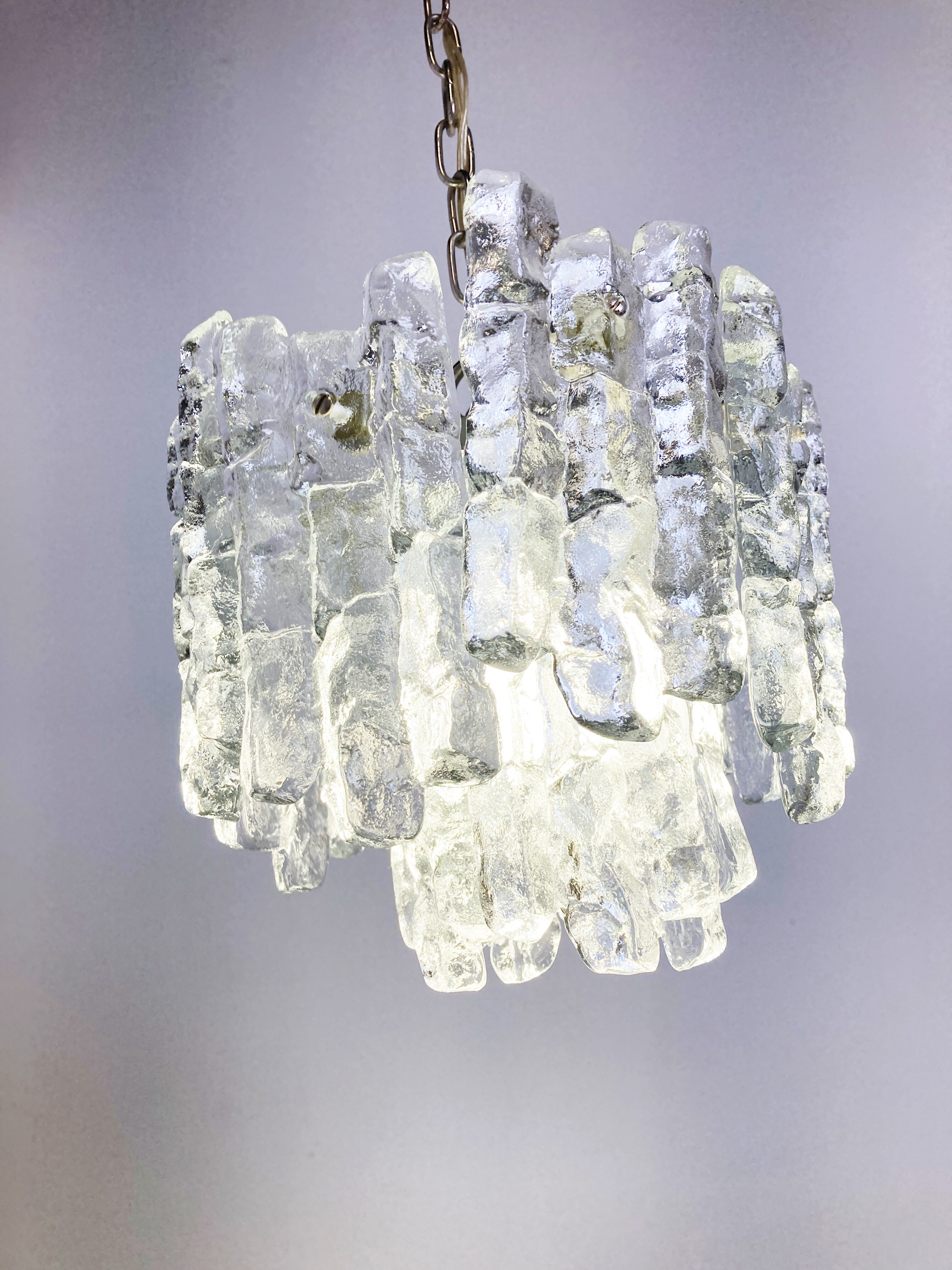 Ice crystal pendant light by Kalmar, 1960s