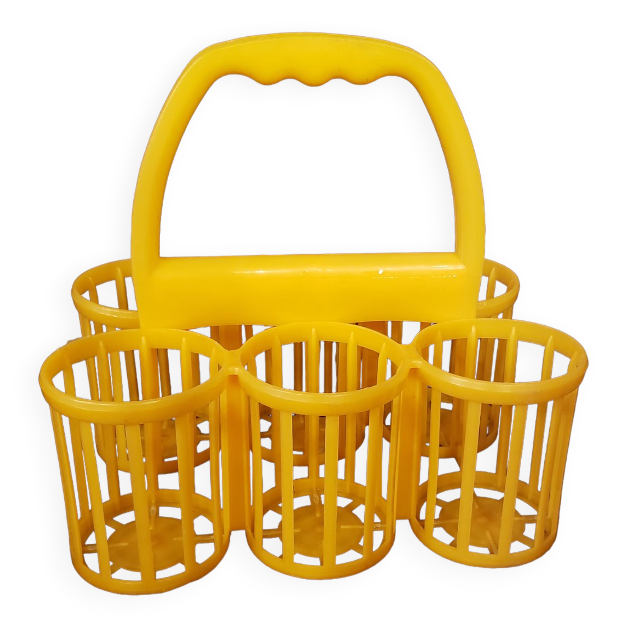 Vintage yellow plastic bottle holder