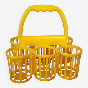 Vintage yellow plastic bottle holder