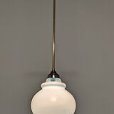 Art Deco style pendant lamp in brass and blue opaline