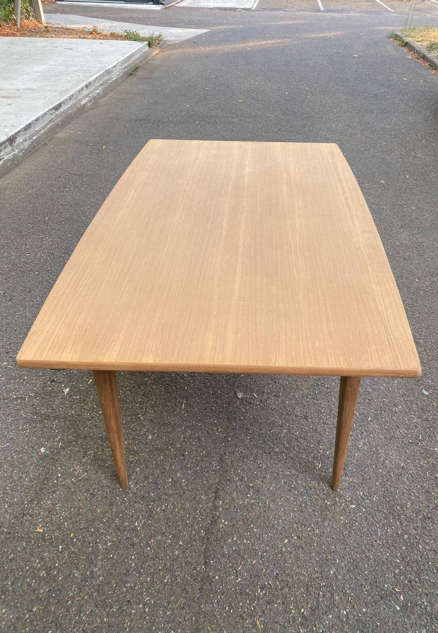 Scandinavian design extendable dining table stripped in raw teak 1960