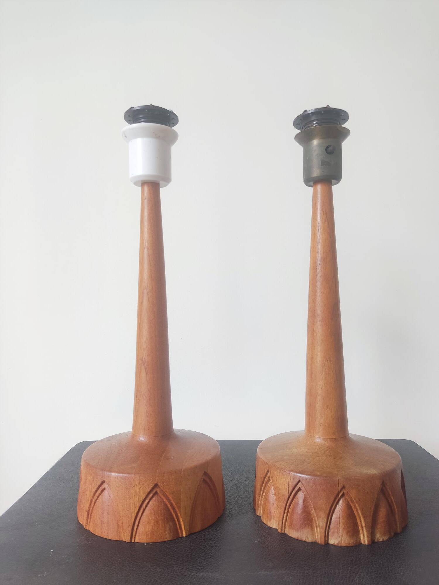Pair of Teak lamps from Tranås Stilarmatur, Sweden, 1960s