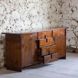 Enfilade by Silvio Coppola in stained solid wood, 1970.