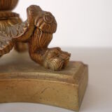 Empire period torch candle holder in bronze tripod base with lion's claws