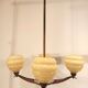 Art deco chandelier 4 globes clichy and copper glass