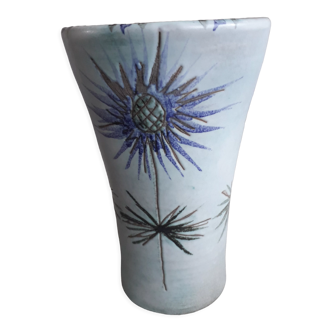 Vintage vase decorated with thistles signed Savoie