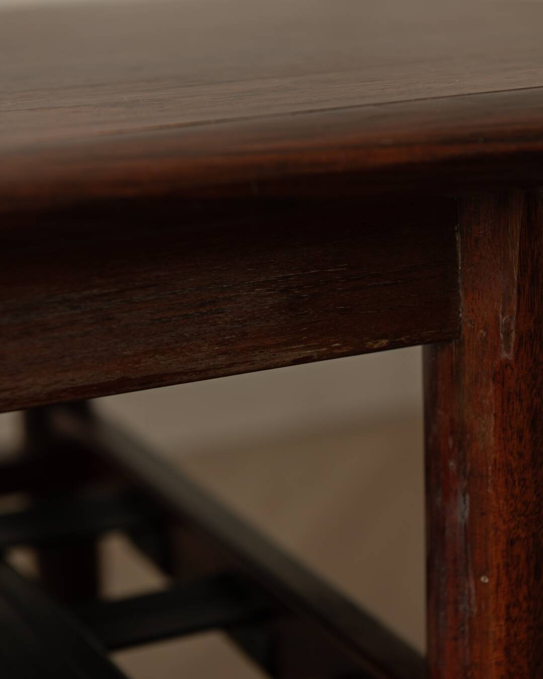 Vintage Rosewood Coffee Table Leather Magazine Shelf Topform Dutch MCM 1960