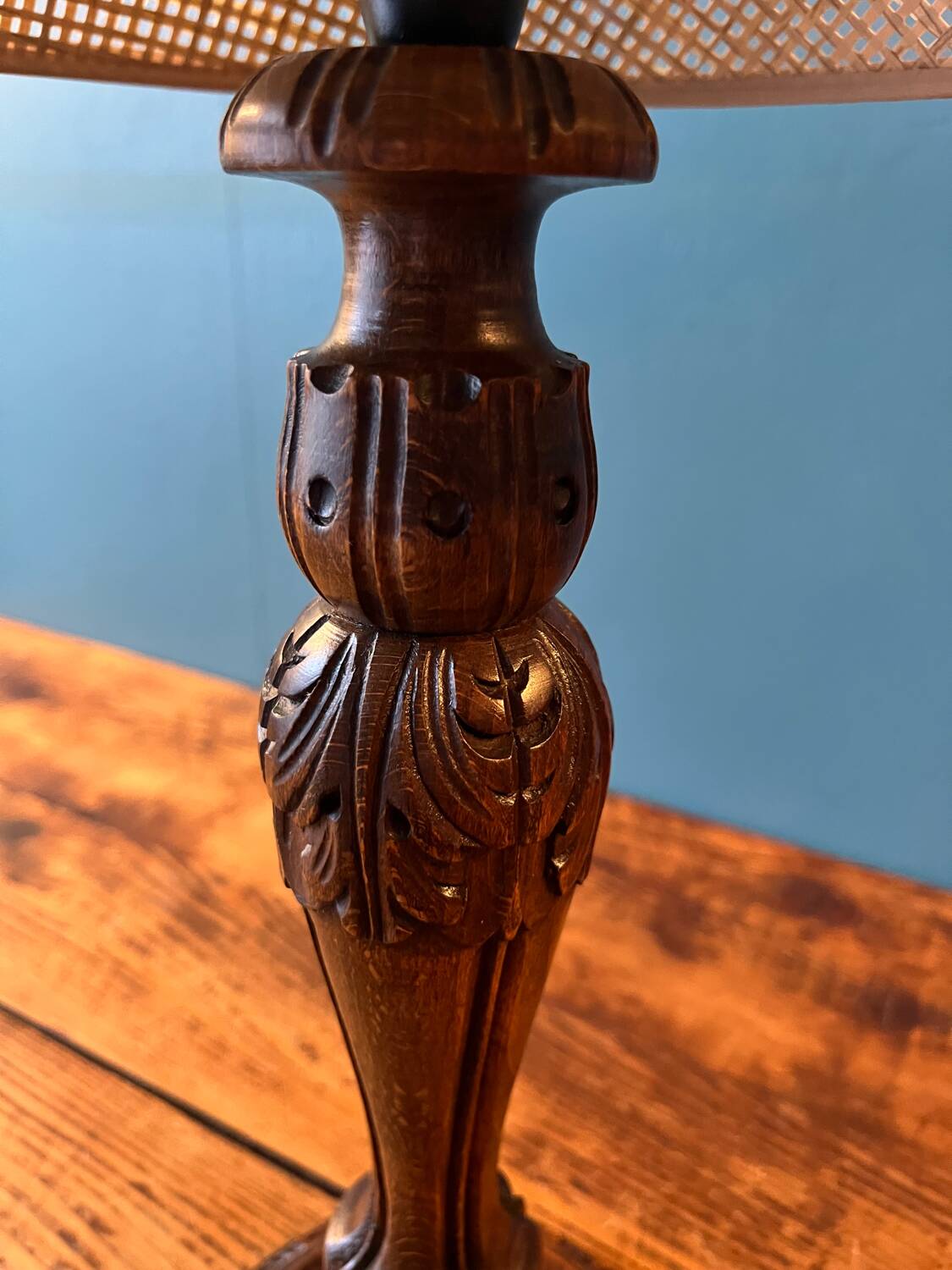 Carved wooden lamp from the 70s