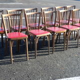 8 chairs Baumann No. 12 red beech skai way