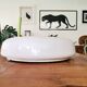 Large Italian glossy white acrylic minimalist pill flush mount ceiling fixture lamp. 1960s