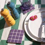 Coasters - Glass enamels - Mosaic - Handmade - Plum - Purple - Set of 4