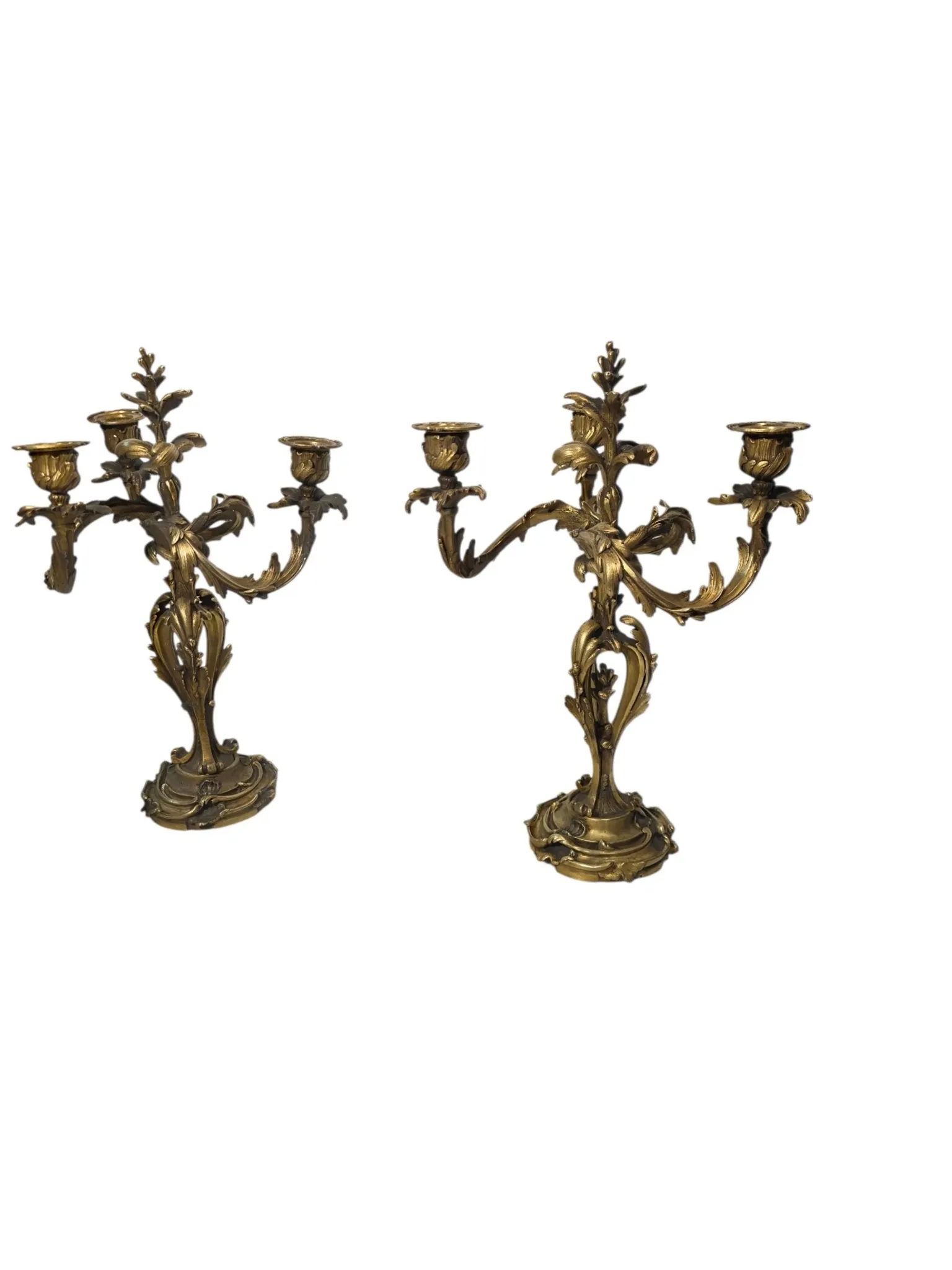 Pair of Louis XV style bronze candlesticks from the 19th century.