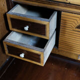 Empire bureau of polished mahogany with inlaid wood, 1840s